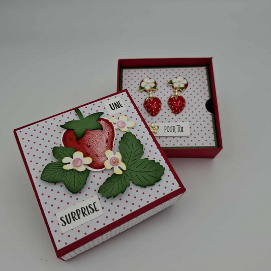 Boucles d'oreille fraise - Coffret cadeau