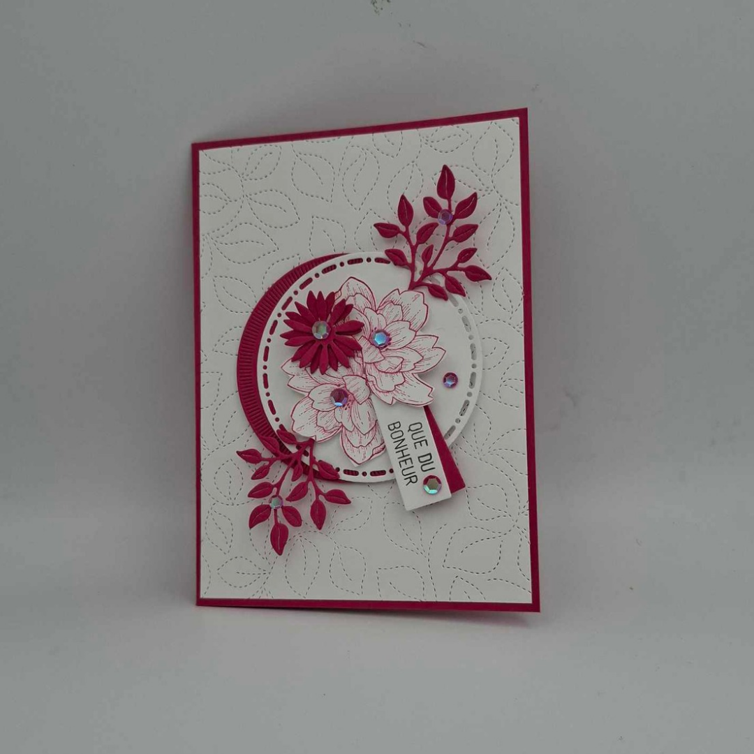 Carte "Que du bonheur" fleuris - Différentes couleurs