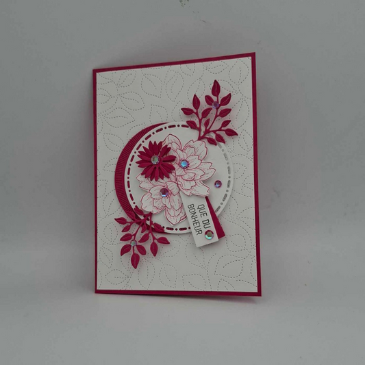 Carte "Que du bonheur" fleuris - Différentes couleurs