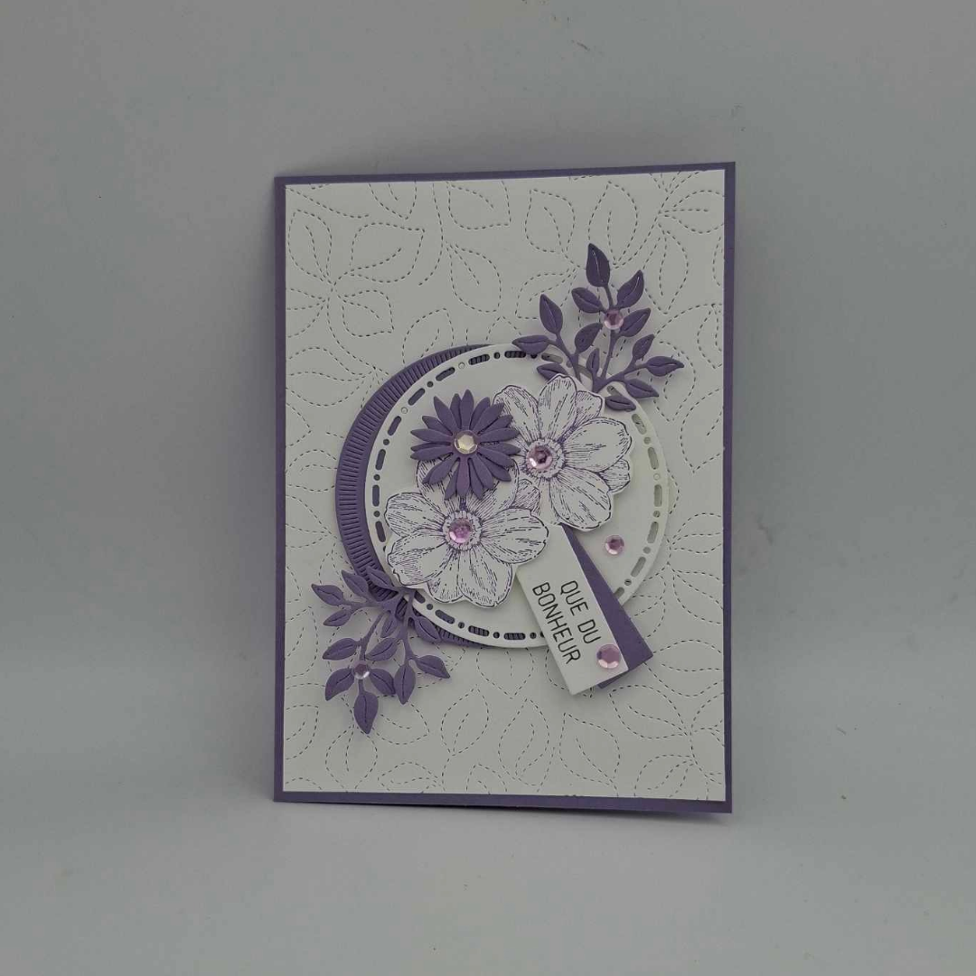 Carte "Que du bonheur" fleuris - Différentes couleurs