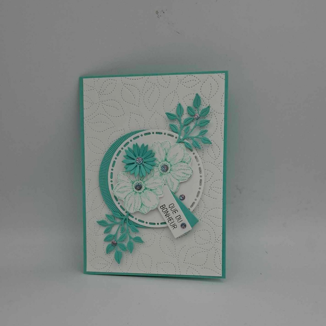 Carte "Que du bonheur" fleuris - Différentes couleurs