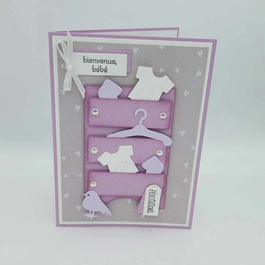 Carte Naissance "Bienvenue Bébé" - Rose