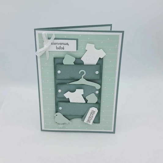 Carte Naissance "Bienvenue Bébé" - doux vert