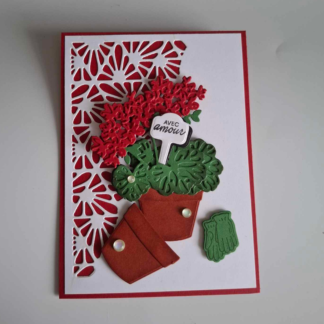 Carte Geranium Rouge "Avec Amour" - Pour toutes occasions