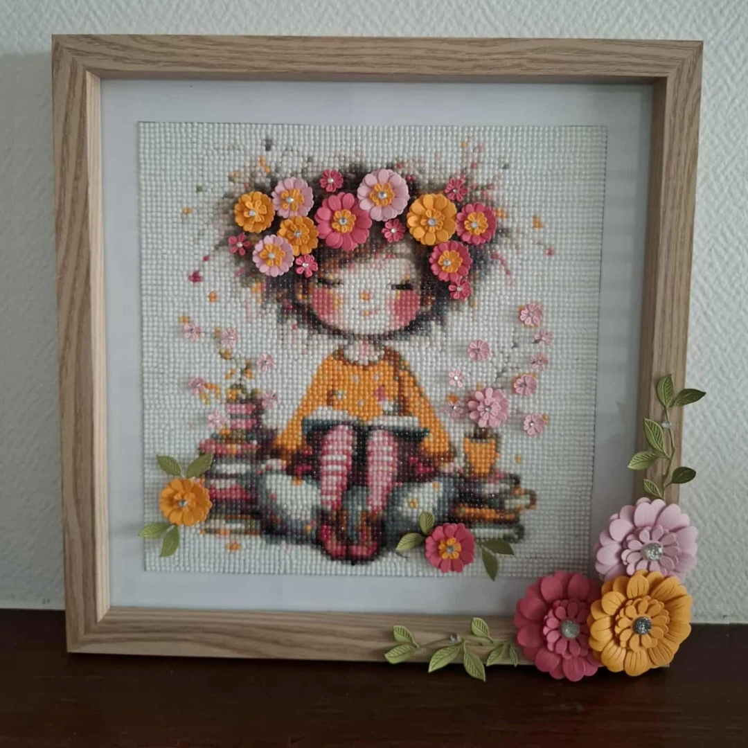 Cadre decoratif diamond painting  - Petite Fille Cosy
